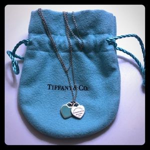 Tiffany’s mini double heart tag pendant necklace
